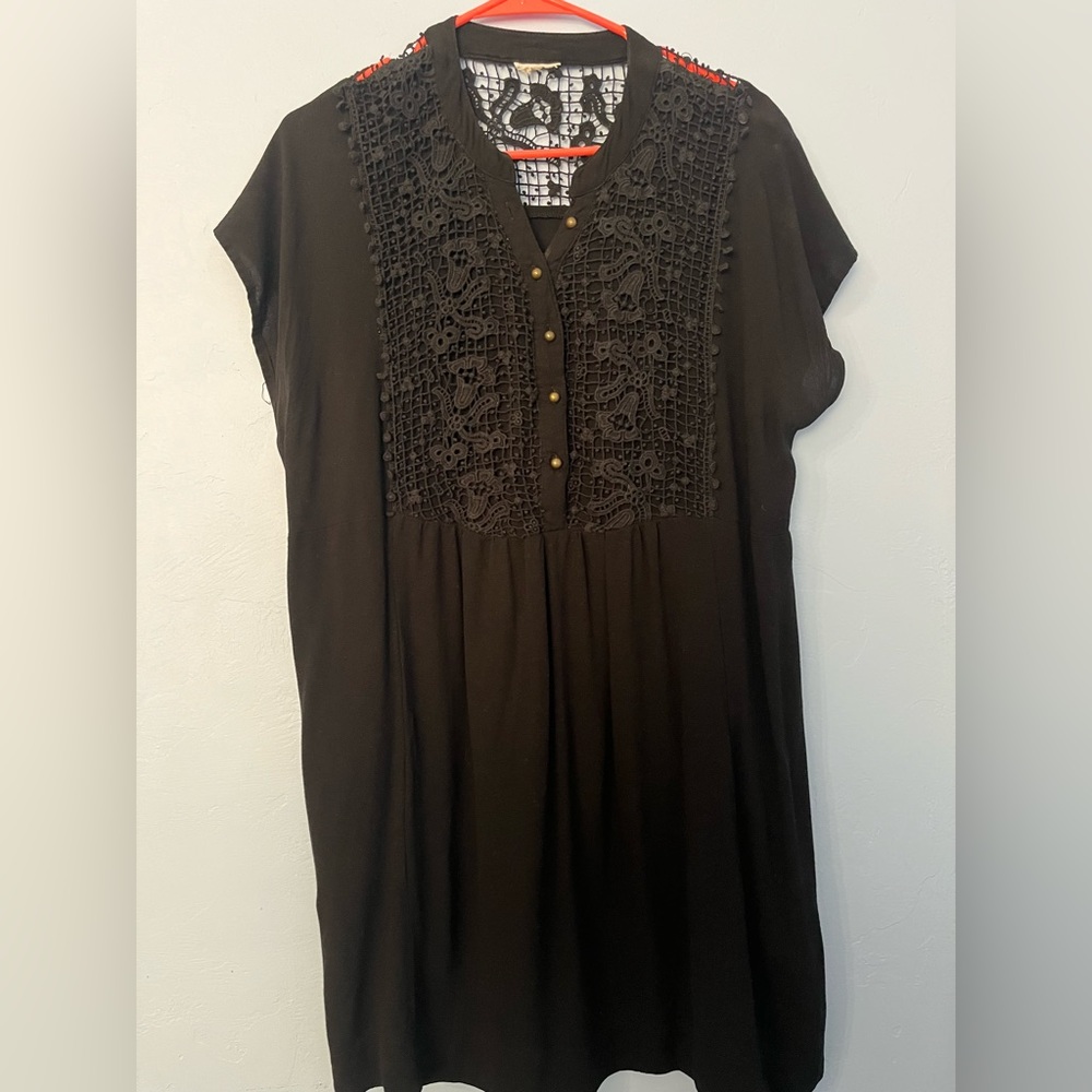Black lace bodice mini dress/tunic XL